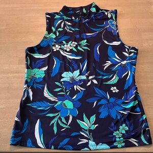 Tommy Bahama Navy Floral Sleeveless Top Size Large